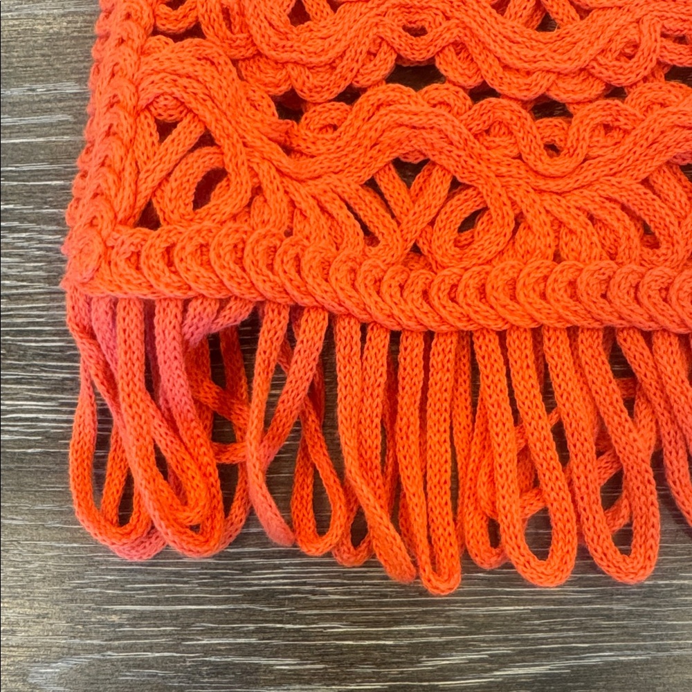 NWT Zara Crocheted Vest Fringe Orange Size M - Picture 4 of 9